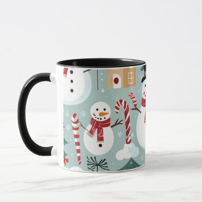 É uma caneca de Natal. (Esquerda)