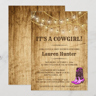 É uma Cowgirl! Convite para Chá de fraldas do Pa