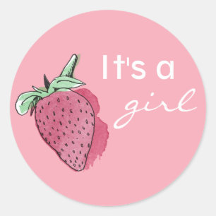 É uma etiqueta da morango do rosa da menina