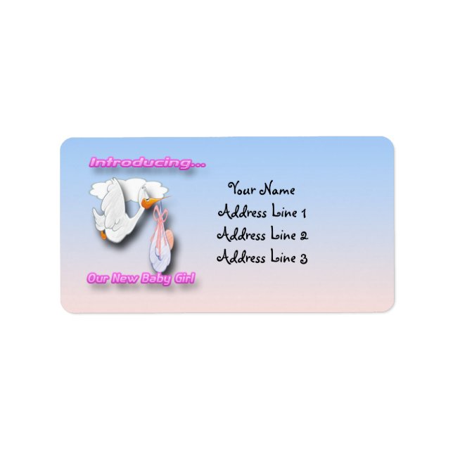 É uma etiqueta do anúncio de nascimento da Garota  (Frente)