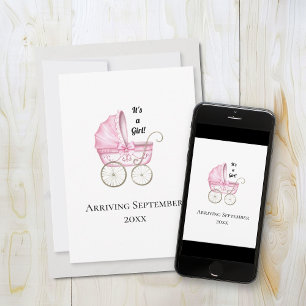 É uma garota! Anúncio de Gravidez Bebê Rosa