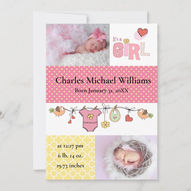 É uma garota - anúncio de nascimento (Frente)