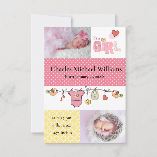 É uma garota - anúncio de nascimento 3x5 (Frente)