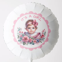 É uma garota | Chá de fraldas rosa Floral Vintage