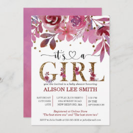 É uma garota Lila e um Dourado Chá de fraldas Conf