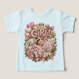 É uma Menina Bebê Rosa Floral Recém-Nascida