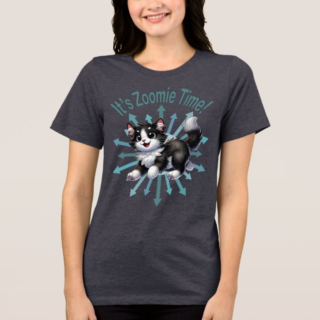 É Zoomie Time White Black & White Cat (Frente)