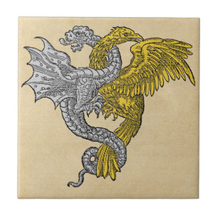 Eagle dourado e dragão de prata