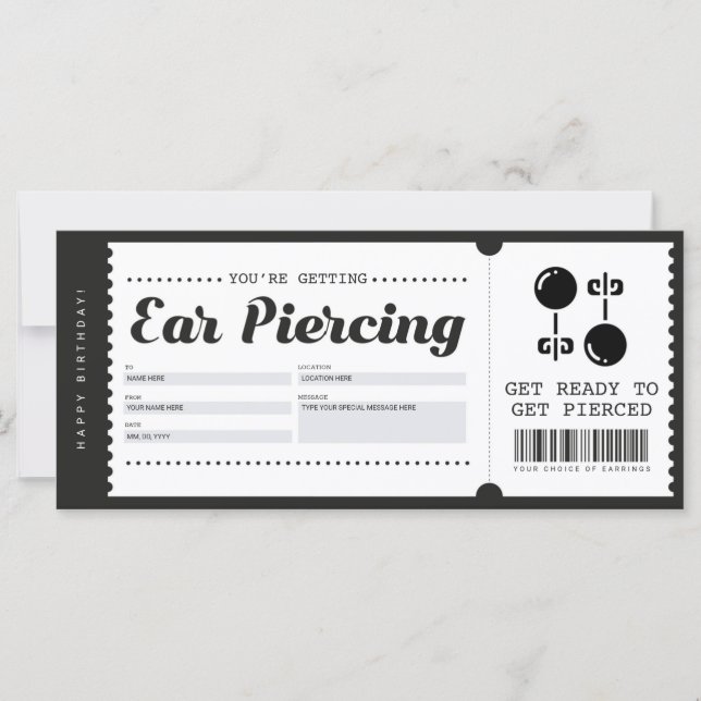 Ear Piercing - Certificado de Voucher de Presente (Frente)