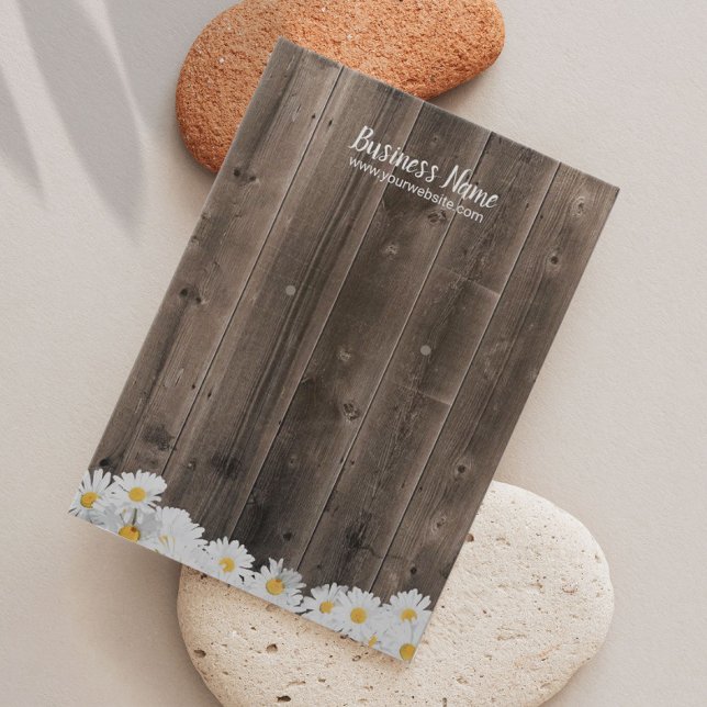 Earring Display Card Rustic Wood Daisy Floral (Criador carregado)