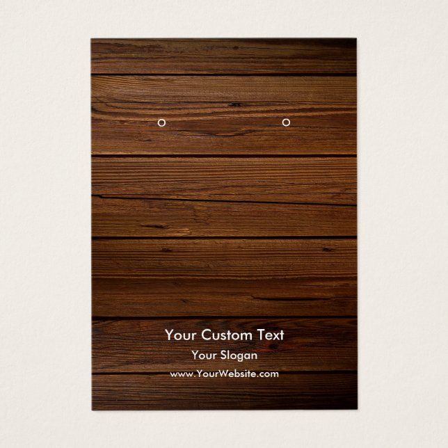 Earring Jewellery Display Card, Rustic Wood Ring (Frente)