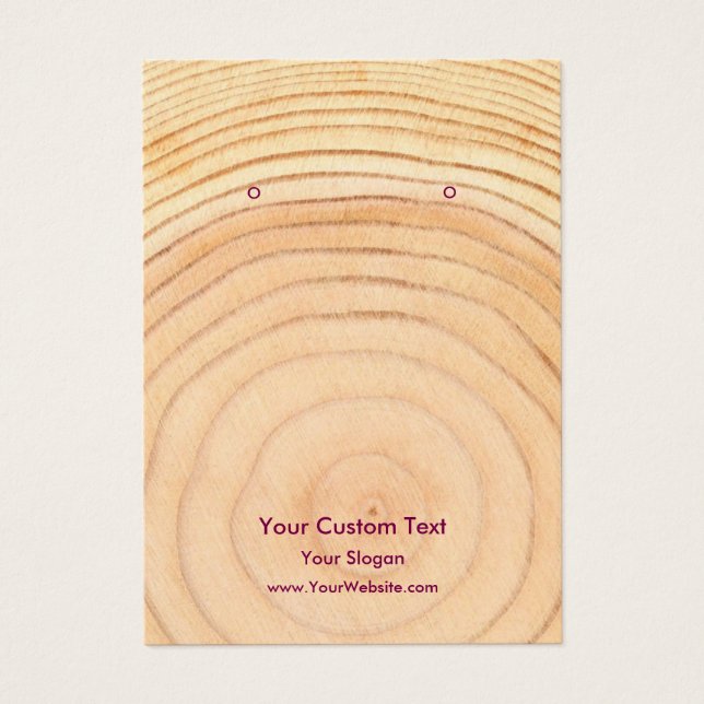 Earring Jewellery Display Card, Rustic Wood Ring (Frente)
