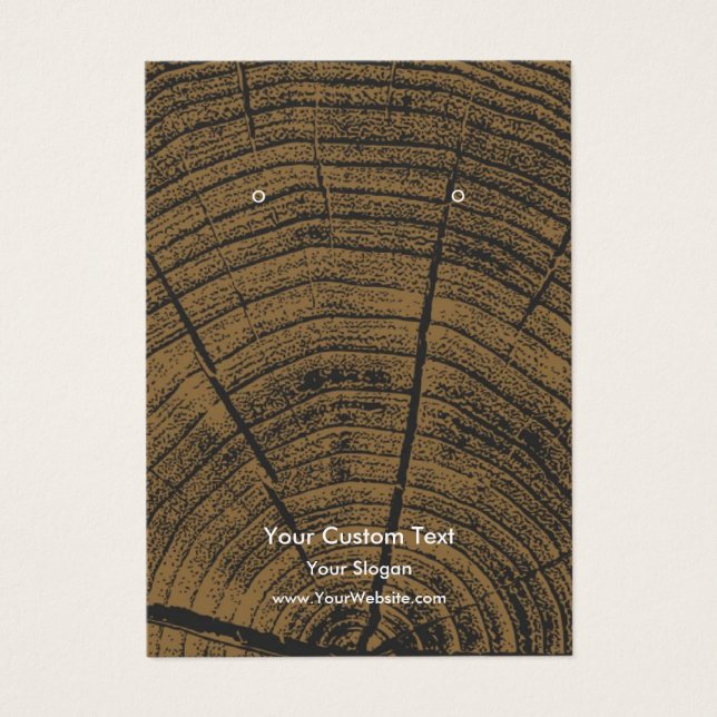 Earring Jewellery Display Card, Rustic Wood Ring (Frente)