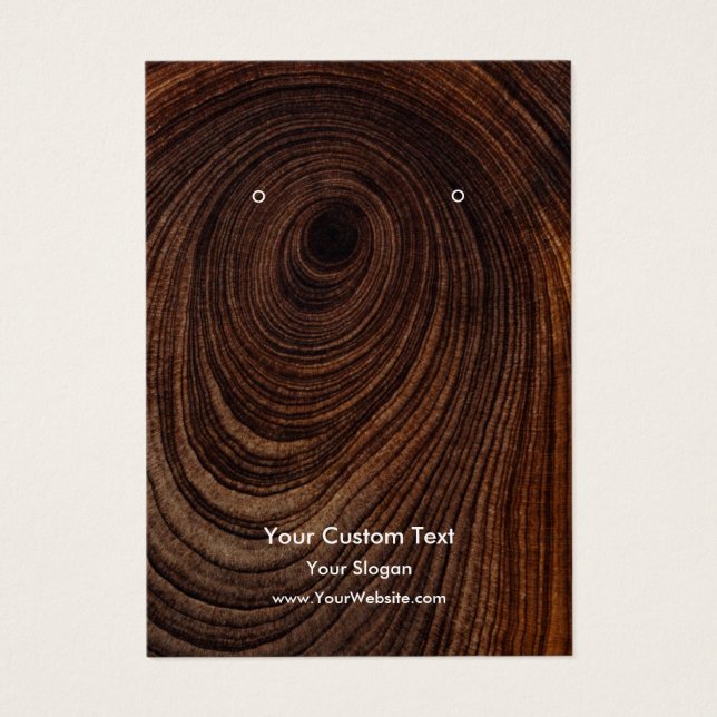 Earring Jewellery Display Card, Rustic Wood Ring (Frente)