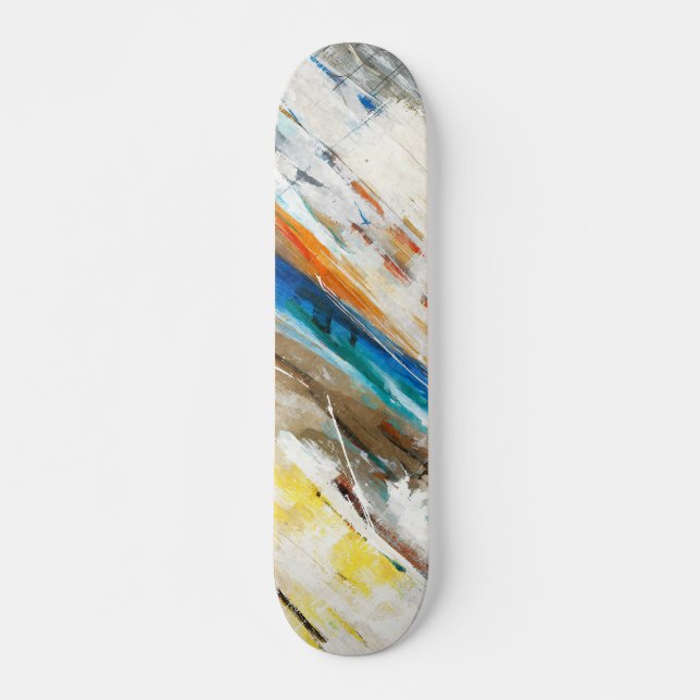 Earth Tone Rainbow Brushstroke Abstract Skateboard (Frente)