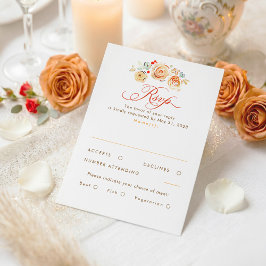 Earthy Flowers Whimsical Elegant Wedding RSVP Card