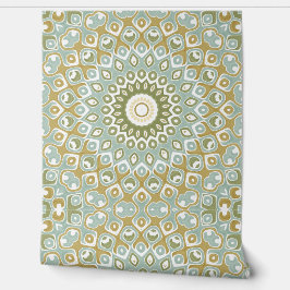 Earthy Mandala in Green, Gold, and Soft Blue