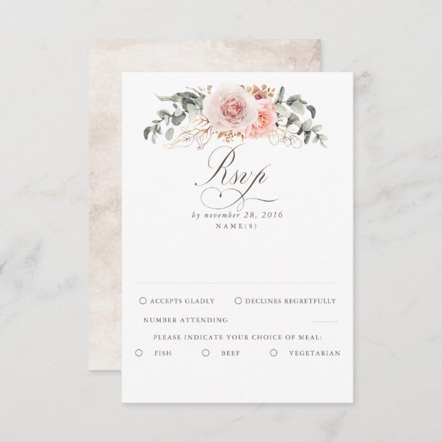 Earthy Shades Foliage Boho Weding RSVP (Frente/Verso)