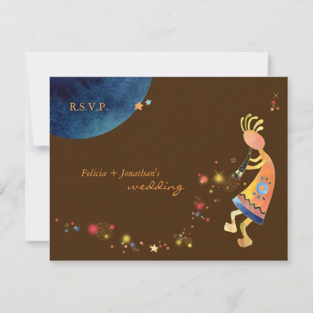 Earthy Starry Kokopelli Wedding RSVP (Frente)