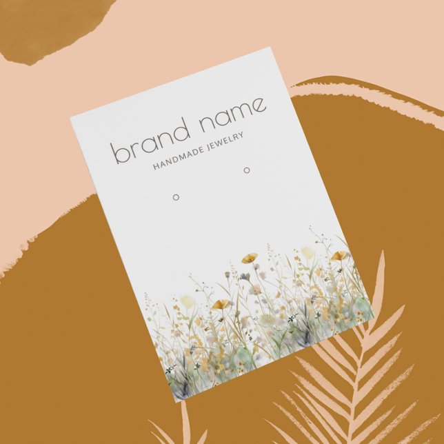 Earthy Watercolor Wildflowers Earring Display Card (Criador carregado)