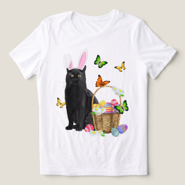 Easter Black Cat With Bunny Ears (Design frontal)