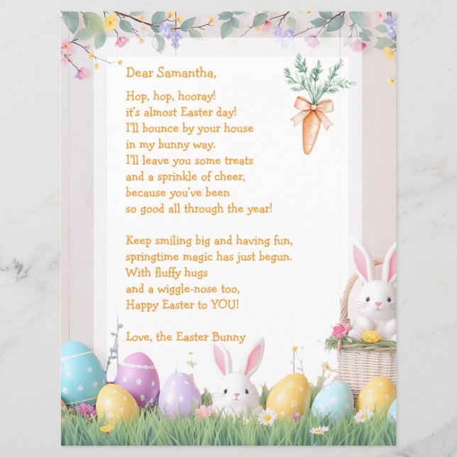 Easter Bunny Letter and Games for Children (Frente)