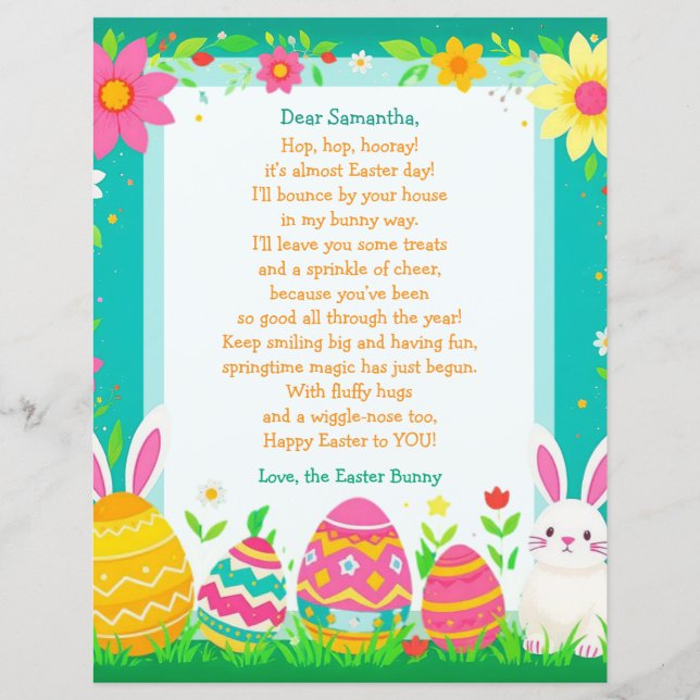 Easter Bunny Letter and Question Game for Children (Frente)