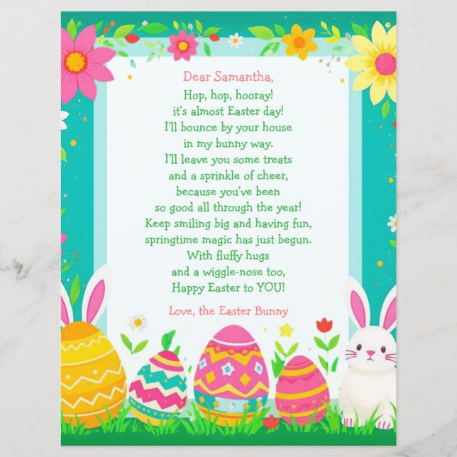 Easter Bunny Letter and Question Game for Children (Frente)