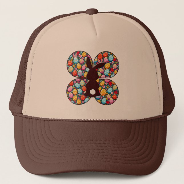 Easter Bunny Silhouette – Colorful Egg - boné (Frente)
