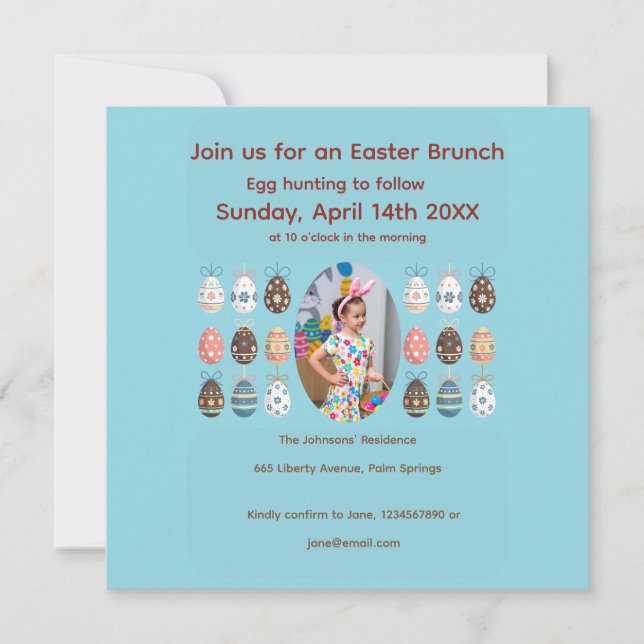 Easter Eggs, child photo, blue and white (Frente)