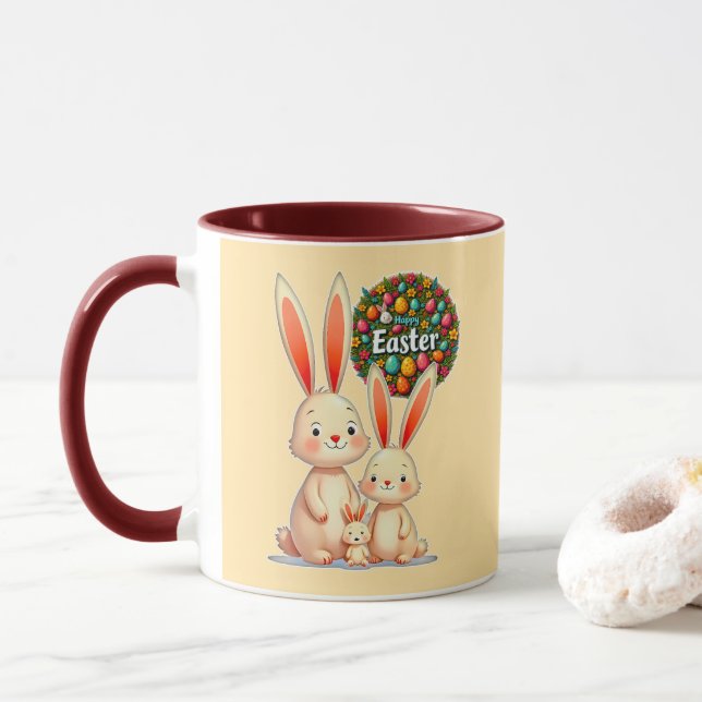 Easter Family – Cute Bunny Celebration - caneca (Com Donut)