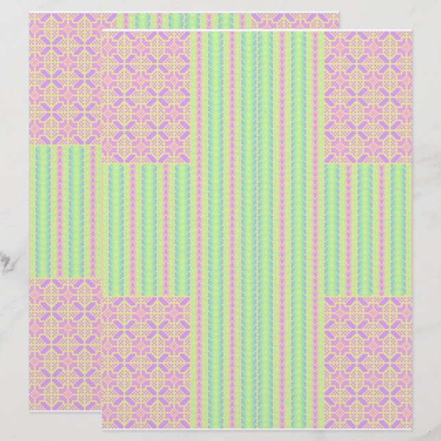 Easter Pastel Cross 2-Sided Scrapbook Paper (Frente/Verso)