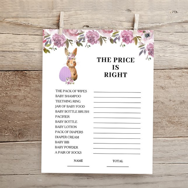 Easter Price is Right Baby Shower Game Card  (Criador carregado)