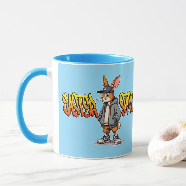 Easter Style – Street Bunny Design - caneca (Com Donut)