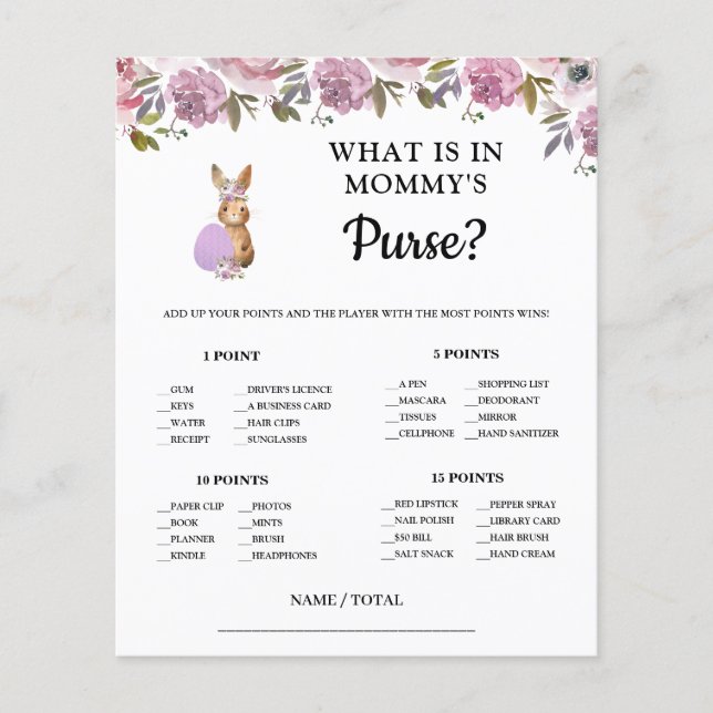 Easter What is in Mommy's Purse Baby Game Card  (Frente)