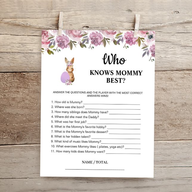 Easter Who knows Mommy Best Baby Game Card  (Criador carregado)
