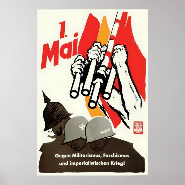 Eastern Germany Propaganda Poster FDGB 1st of May (Frente)