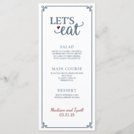 "Eat do Vamos" - Menu de Casamento Vermelho Azul e