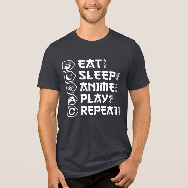 Eat Sleep Anime Play Repeat Otaku Anime Lifestyle (Frente)