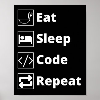 Eat Sleep Code Repetir Poster