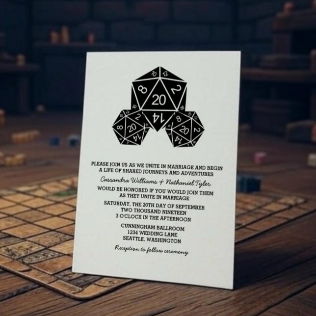 Ebony D20 Dice Convite de casamento (Ebony D20 Dice Wedding Invite)