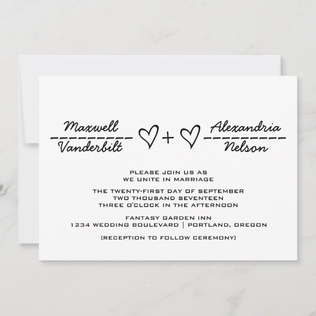 Ebony Heart Equation Convite de casamento (Frente)