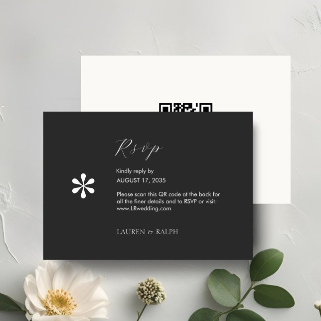 Ebony & Ivory | RSVP de Casamento de Código QR Chi (Criador carregado)
