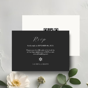 Ebony & Ivory   RSVP de Casamento de Código QR Chi