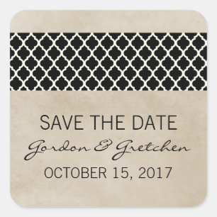 Ebony Rustic Quatrefoil Salve os Adesivos de Data