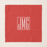 Echarpe 3 Iniciais Monograma | Vermelho e Branco (ou cor s<br><div class="desc">As suas três iniciais monogramaram.</div>