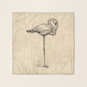 Echarpe Arte de Script Animal Ilustrada do Flamingo Bird