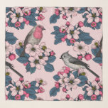 Echarpe Aves e Blossomas a rosa<br><div class="desc">Flor de maçã pintada à mão e aves.</div>