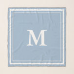Echarpe Azul-bebê simples com espinho-branco monograma<br><div class="desc">Um cachecol azul bebê tem um monograma branco no centro. Você pode alterar a letra para mostrar a inicial correta. Dois quadrados brancos constituem a fronteira do cachecol.</div>