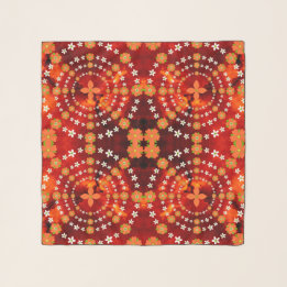 Echarpe Bonito Padrão Floral Verde Jardim Verde Laranja